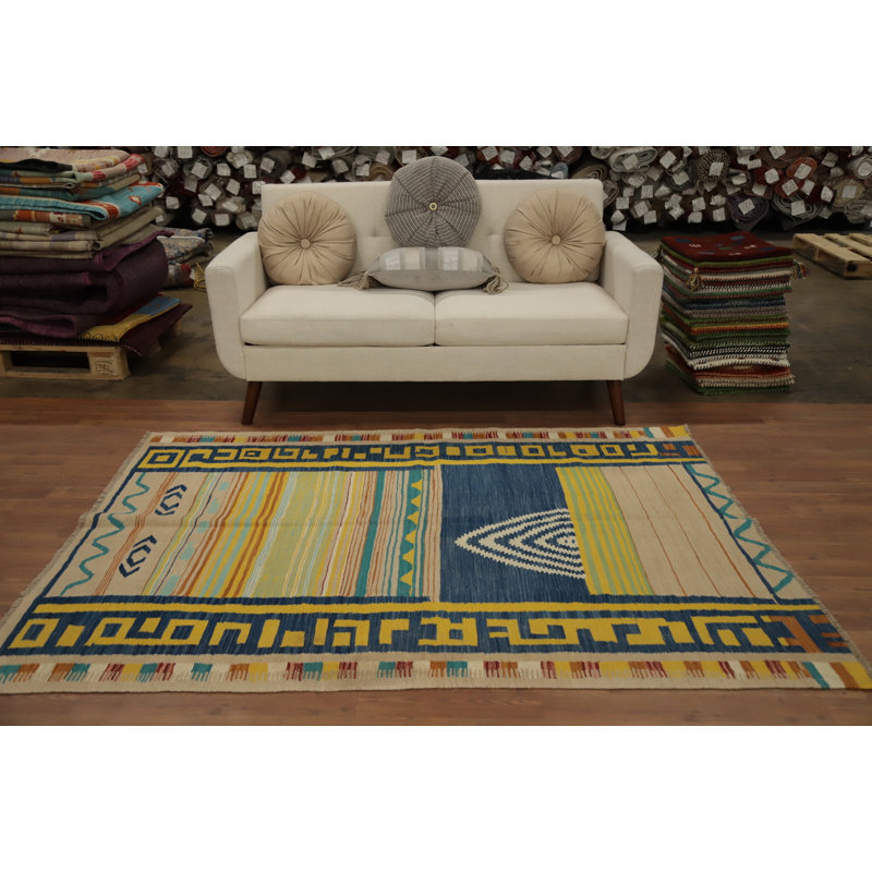 Tapis géométrique kilim 5 x 7