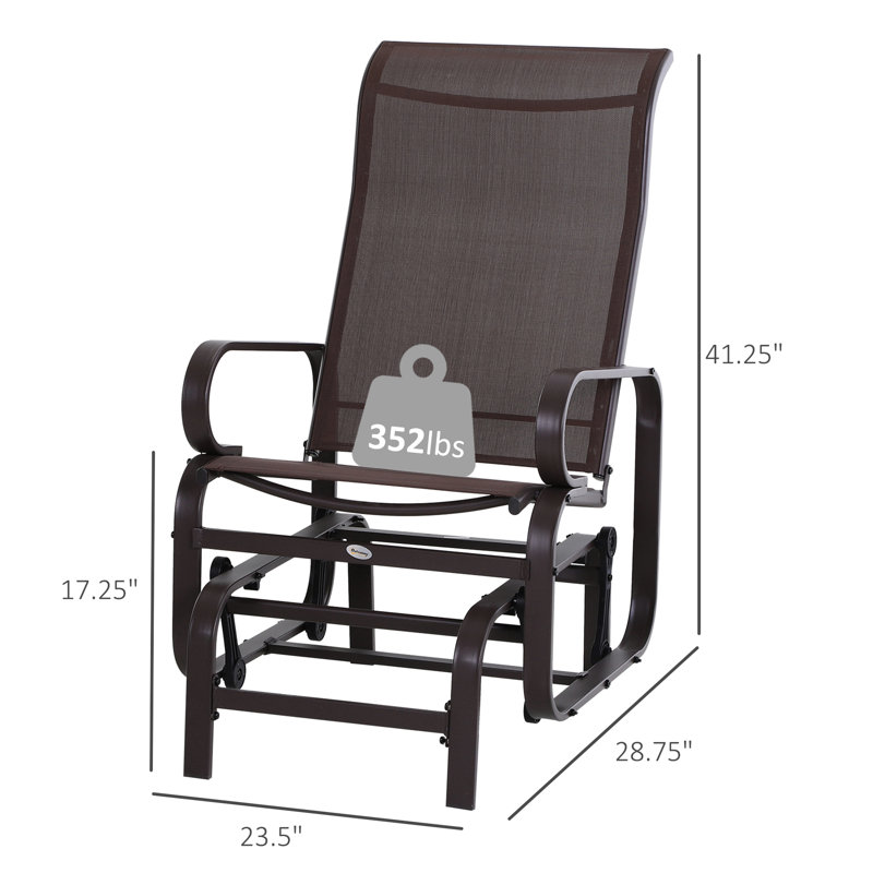 Brown Outdoor Glider Seat - Lightweight Build, Garden Rocking Chair, Breathable, Smooth Gliding, For Backyard