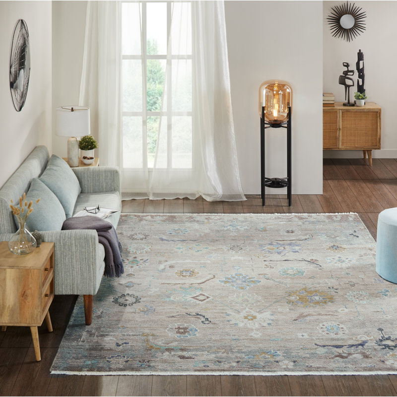 Francessca Hand Knotted Oriental Area Rug in Gray, Runner 2'6" x 10'