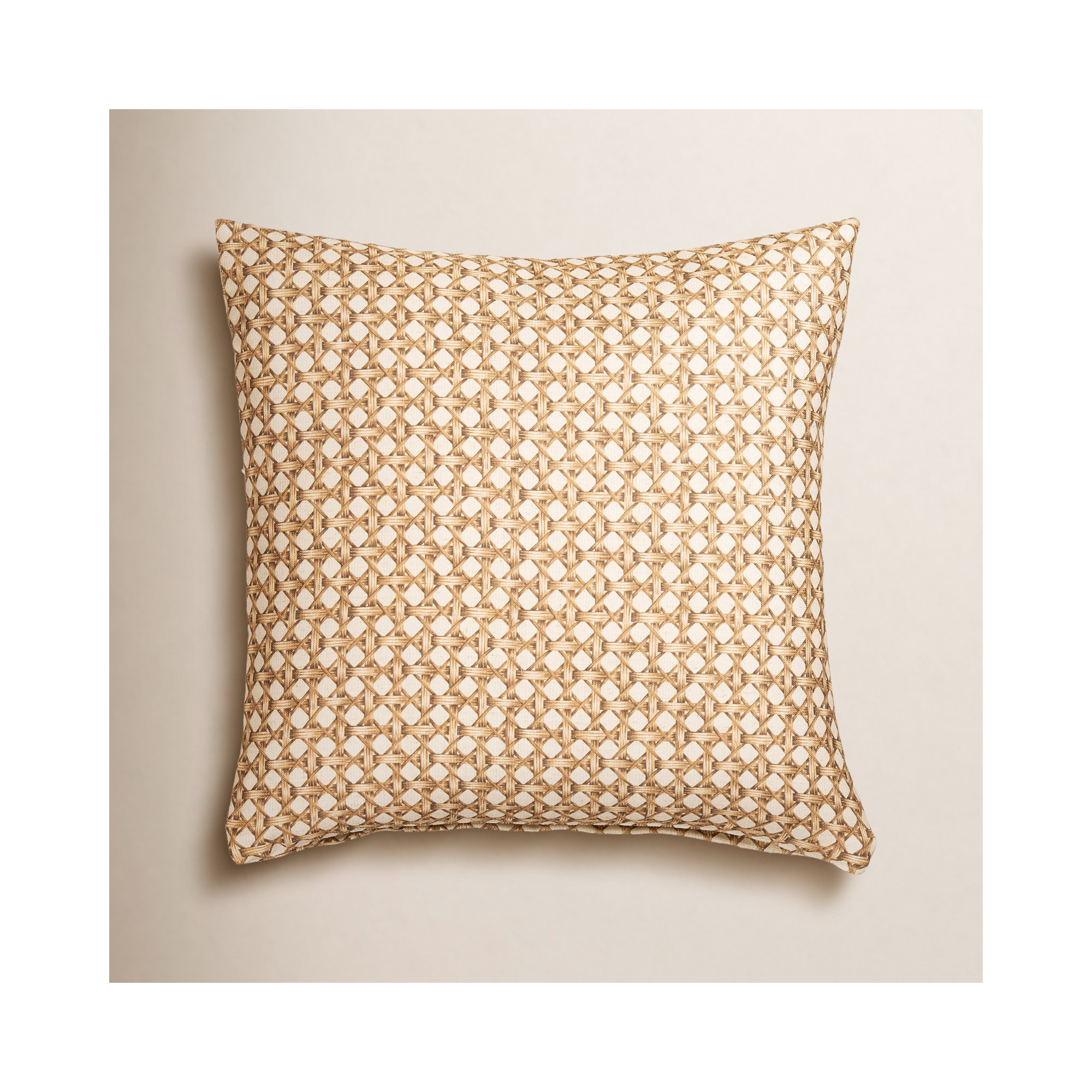 Wicker Weave Cocoa Throw Pillow, Feather, Square 20"