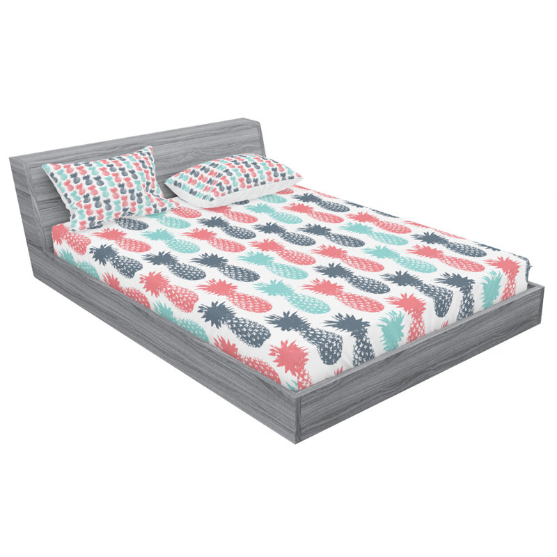 Pineapple Microfiber Sheet Set, Full Sheet Set with Fitted Sheet
