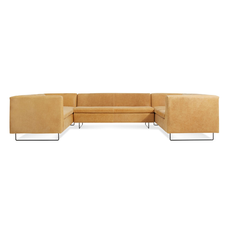 Canapé modulaire en U Bonnie and Clyde, Cuir véritable chameau