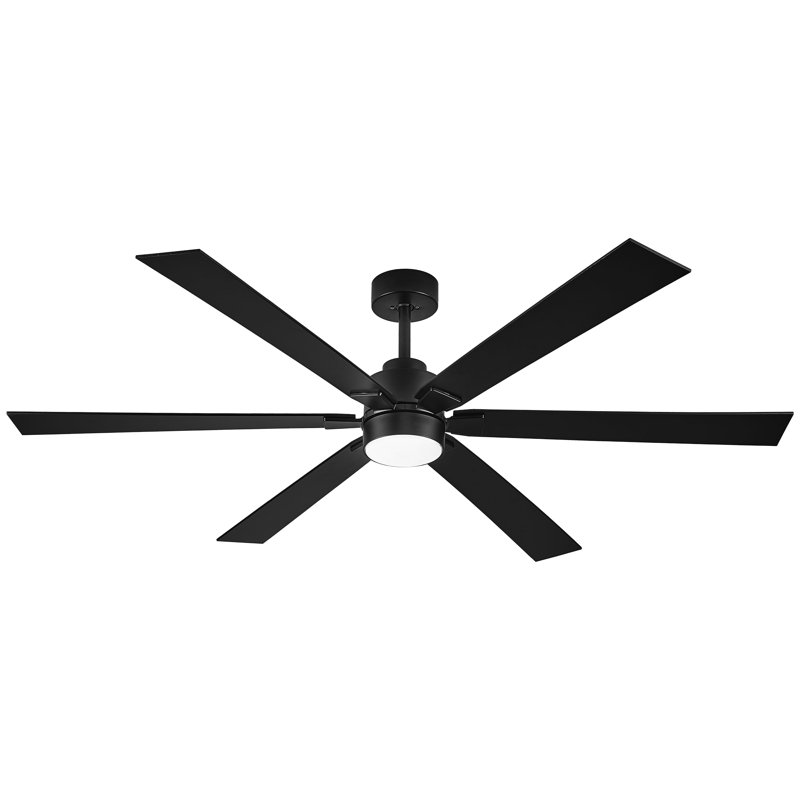 Lofties 66'' Ceiling Fan with LED Lights, Black with Black Blades