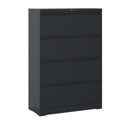 4 Drawer Lateral File Cabinet With Lock – Tall Heavy-Duty Metal Filing Cabinet For Home Office, Space-Saving Wide Storage For Letter/Legal/A4/F4, Quie by George Oliver