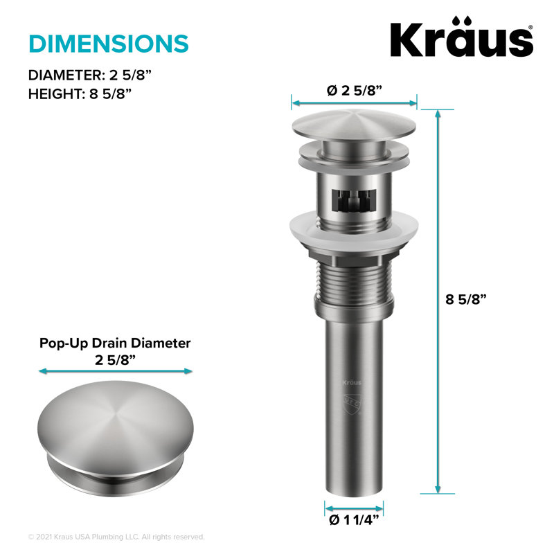 KRAUS Pop-Up Bathroom Sink Drain With Overflow