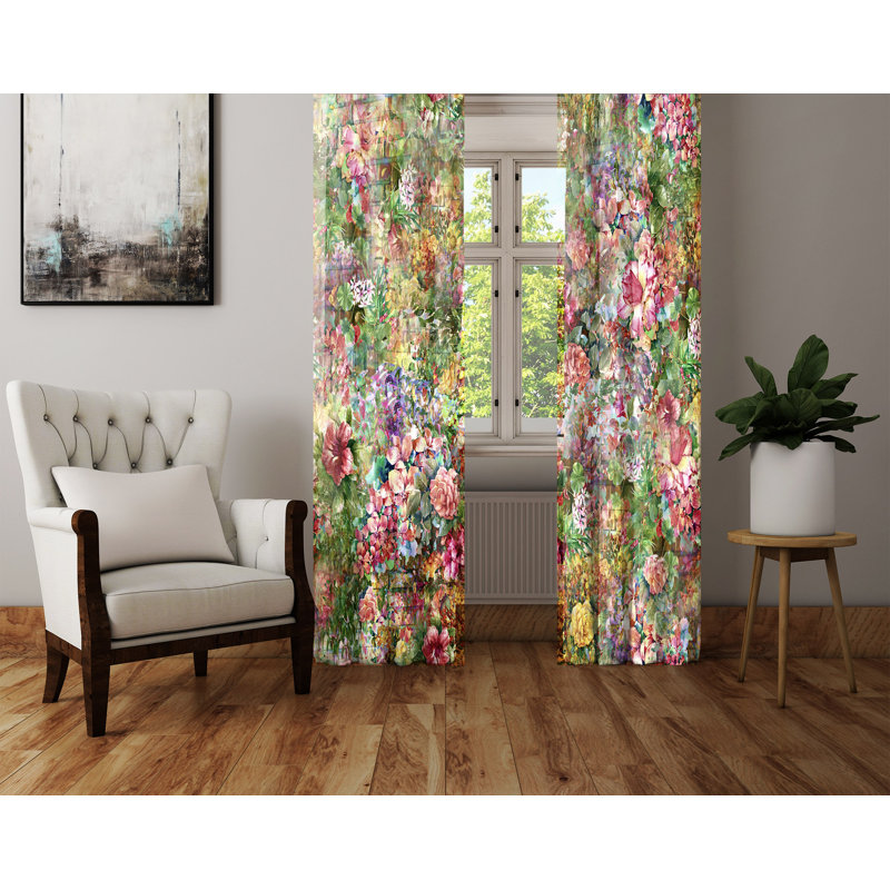 Panneaux de rideaux semi-transparents à motif floral, L 40 po x L 61 po