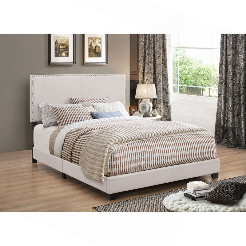 Guyancourt Upholstered Eastern King Panel Bed, Ivory