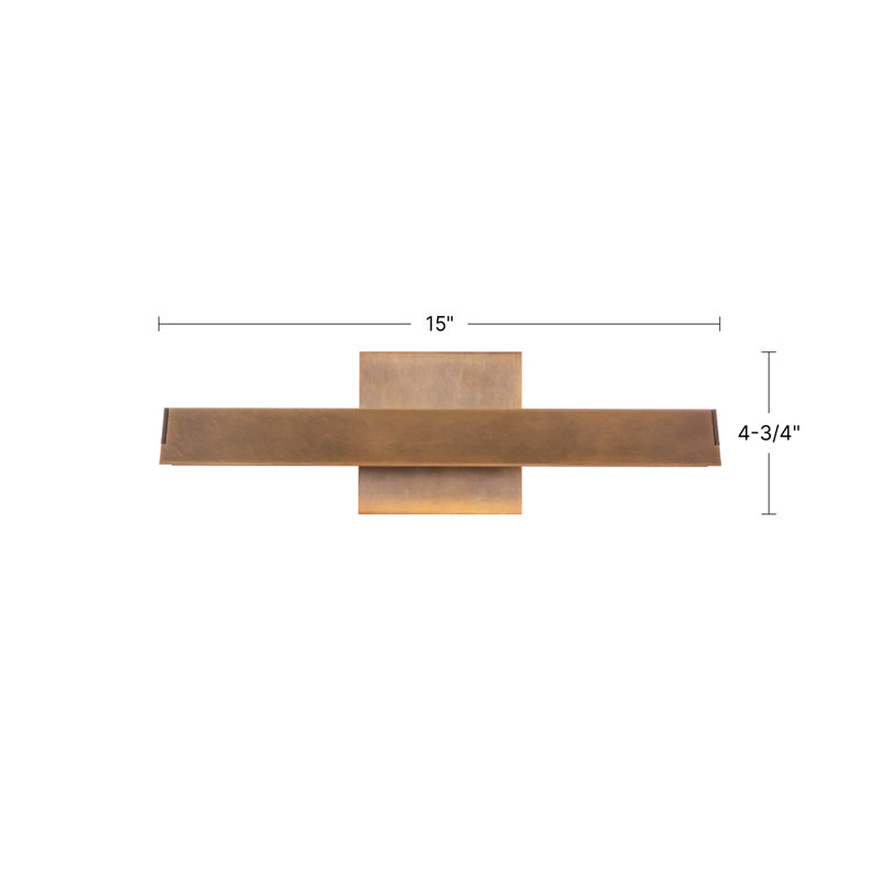 Galleria 15-in Brass dimmable LED Wall Sconce, 15-in, Antique Brass