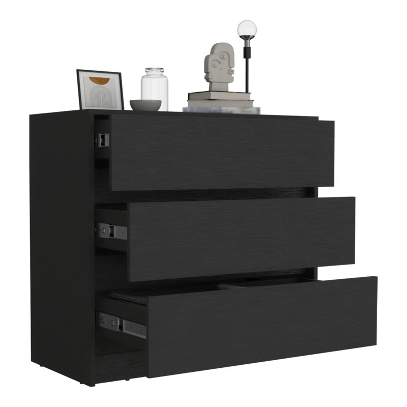 Commode 3 tiroirs, Noir