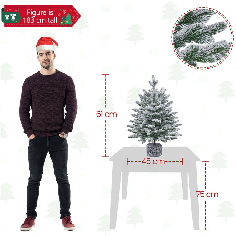 Lighted Artificial Fir Christmas Tree, 2.23ft H