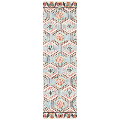 Tapis ivoire / bleu clair en laine Brashear