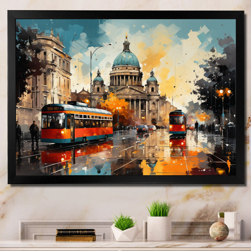 Rome City Collage, reproduction d'art sur toile, Cadre flottant noir, H 24 po x l 32 po x P 1 po