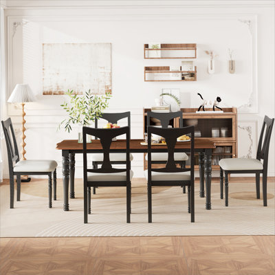 Ensemble de 6 chaises de salle à manger rembourrées avec pieds en bois massif pour salle à manger et salon rembourrés