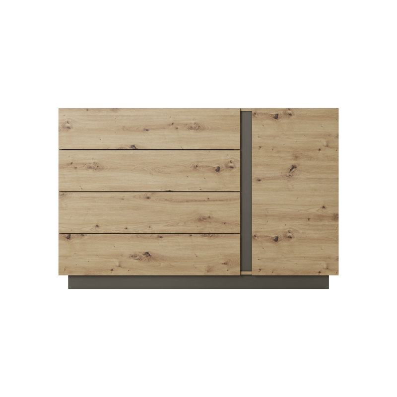 Janelisse 4 Drawer 139Cm W Combi Chest, Oak