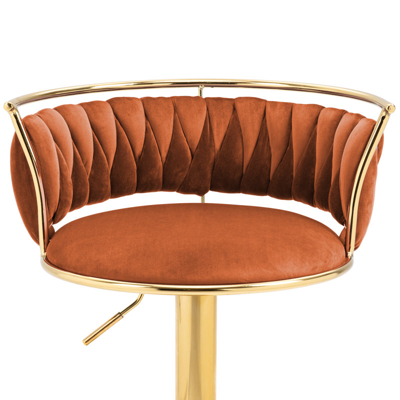 Christal Height Adjustable Swivel Bar Stool, Orange, Gold