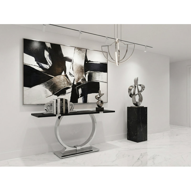 Console en verre, Black, Argent argent