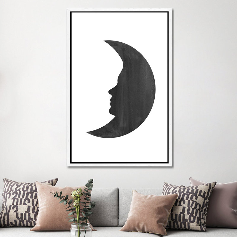 Woman Moon by Whales Way - Print on Canvas, White Framed, 152.4cm H x 101.6cm W x 3.81cm D