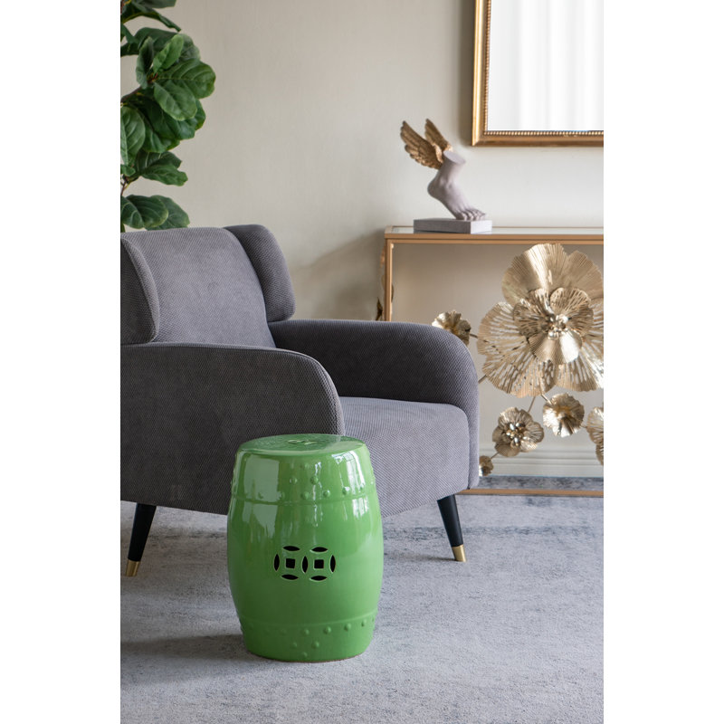 Tabouret tonneau en céramique D13x18, Vert