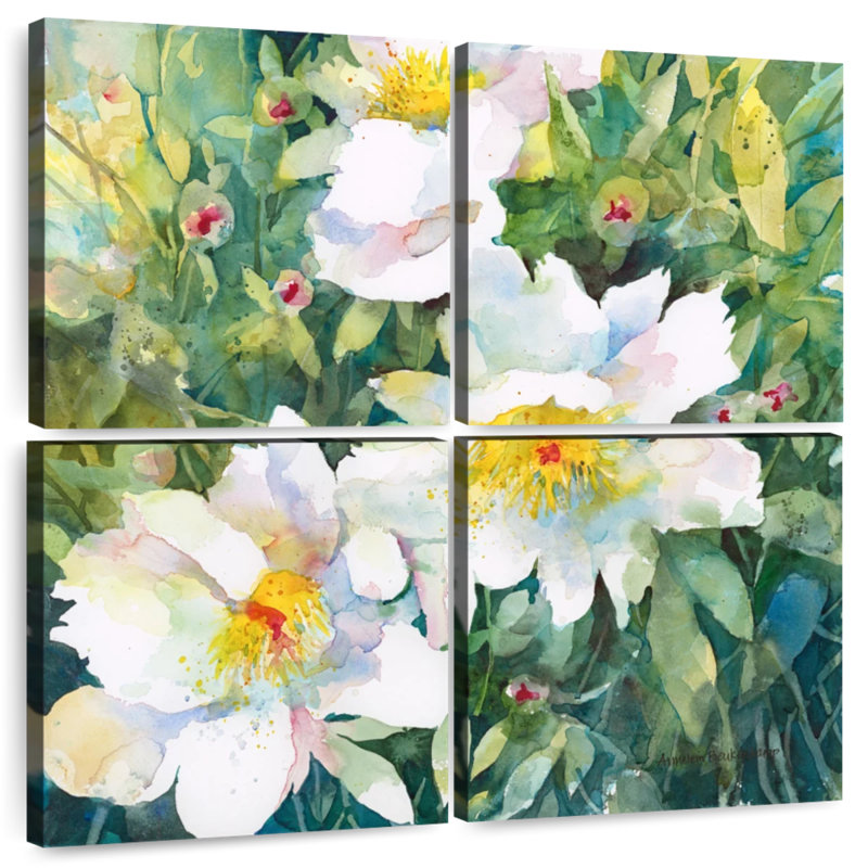 Harnek Pristine Peonies, 18" H x 18" W