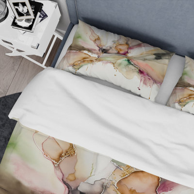 Ensemble de housse de couette abstrait en microfibre de polyester liquide