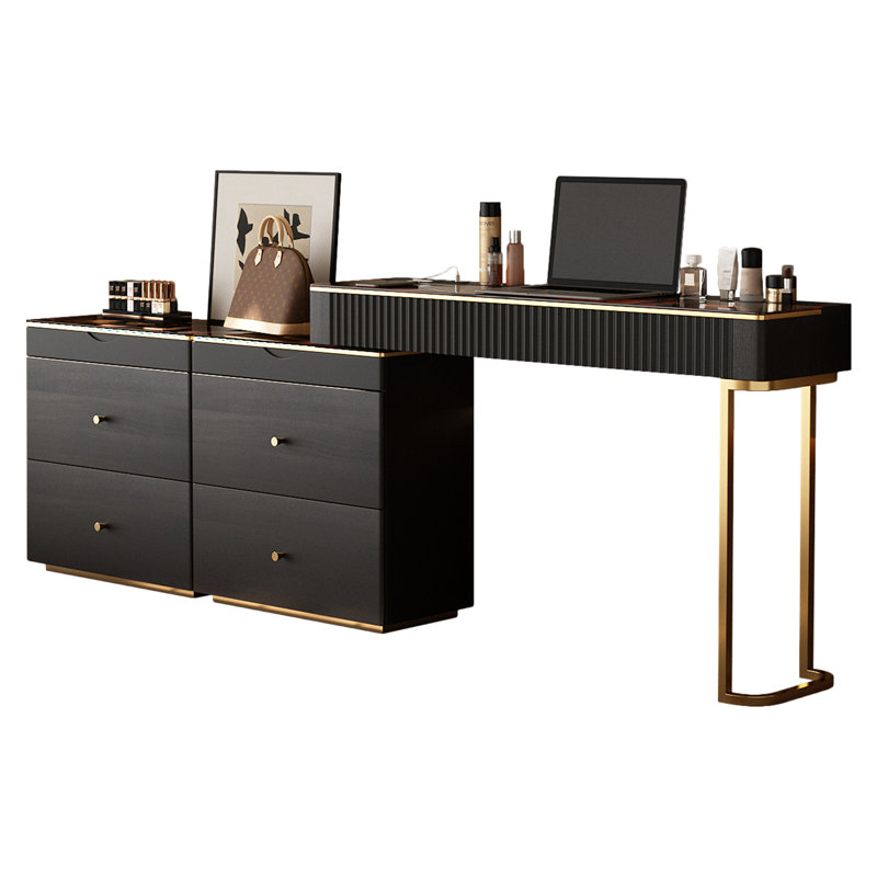 Dressing Table , Black/Gold