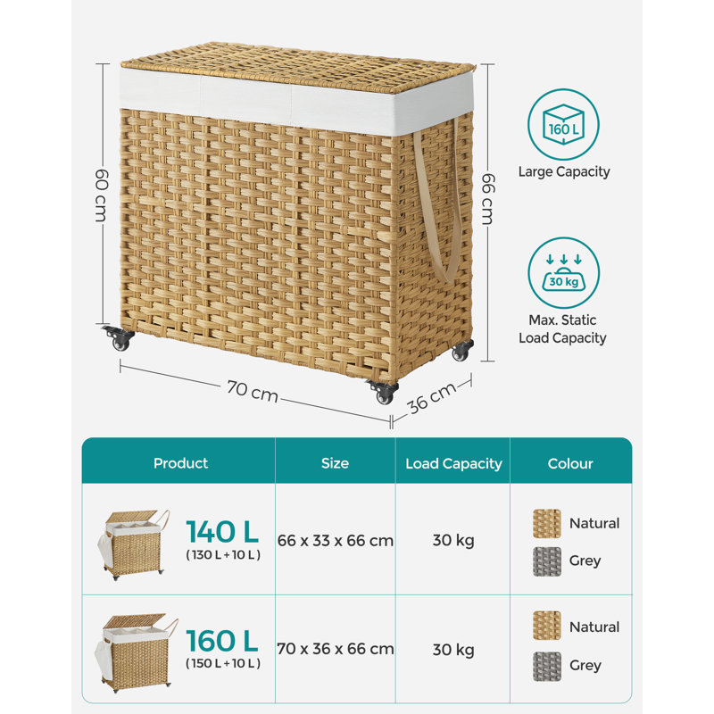 Laundry Hamper with Handles, Beige