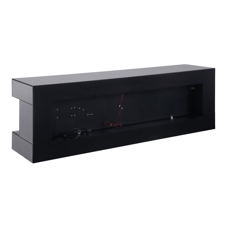 71" TV Stand with Visual Flame Box Grey Mirror, Grey