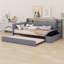 Lit de jour multifonctionnel rembourré avec couchette, repose-pieds de rangement, tablettes, USB et DEL-128625787