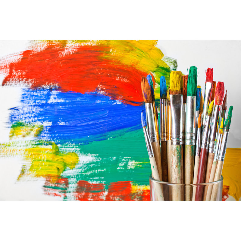 Paints And Brushes - Wrapped Canvas Print, 30cm H x 46cm W x 3.8cm D