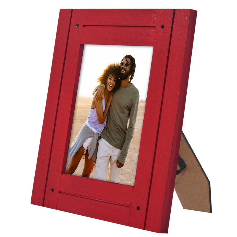 Picture Frame - Rustic Picture Frame with Textured Engineered Wood, Shatter Resistant Glass and Easel Back - Horizontal and Vertical Display