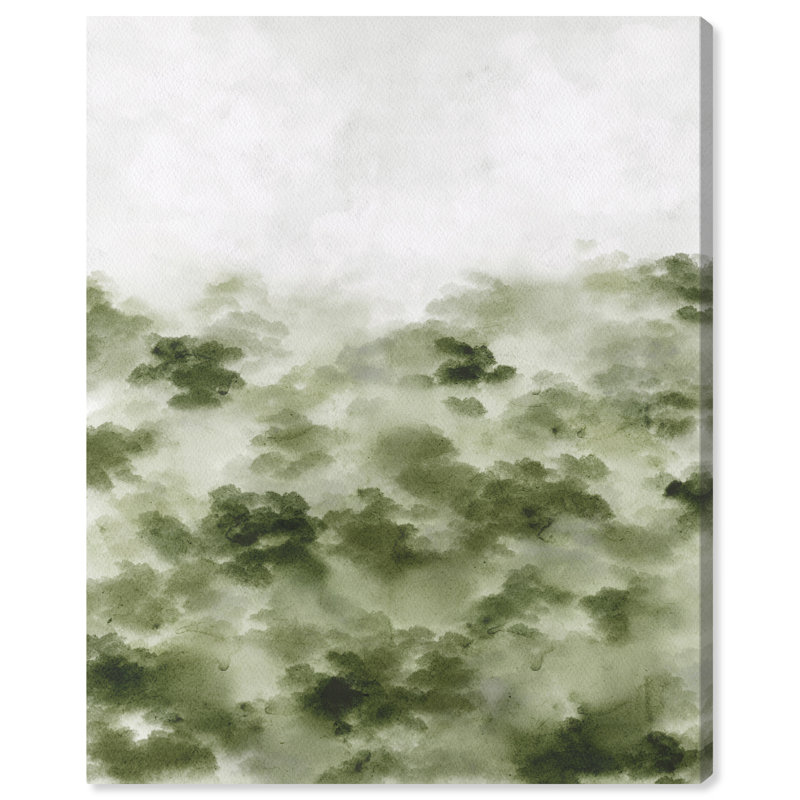 Foggy Rainforest Green Watercolor Canvas Art, 16" x 20"