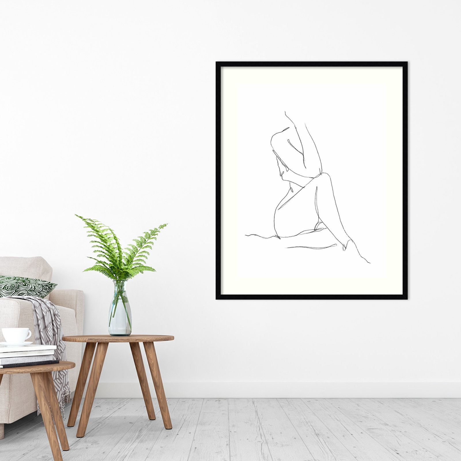 Nude Contour Sketch I by Ethan Harper, Black Framed Paper, 25" H x 21" W