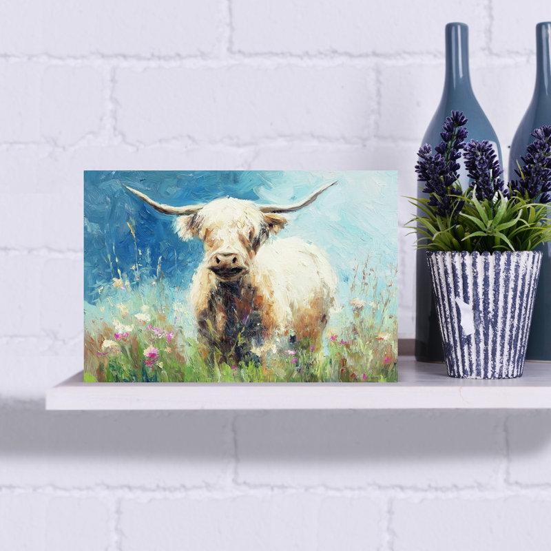 «The Meadow Watcher», art contemporain mural, paysage abstrait, H 12 po x l 18 po
