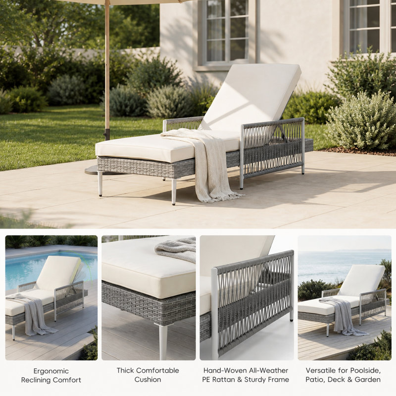 Chaise longue Minimalist, Gris
