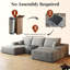Canapé modulaire en forme de U sans os 107,5 po avec repose-pieds modulaire en velours côtelé avec méridienne droite, canapé à assise profonde pour salon, gris-503249764
