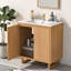 Ensemble de meuble-lavabo 30 po avec lavabo en résine, armoire en bois massif avec portes à fermeture en douceur, pieds en bois massif, rangement sous le comptoir, trou de robinet simple, style transitionnel pour petite salle de bain-1576985187
