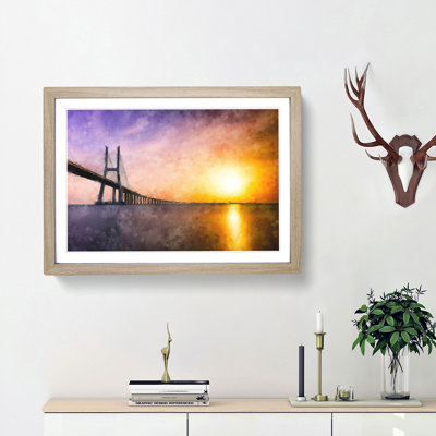 Vasco Da Gama Bridge in Portugal - Picture Frame Graphic Art Print