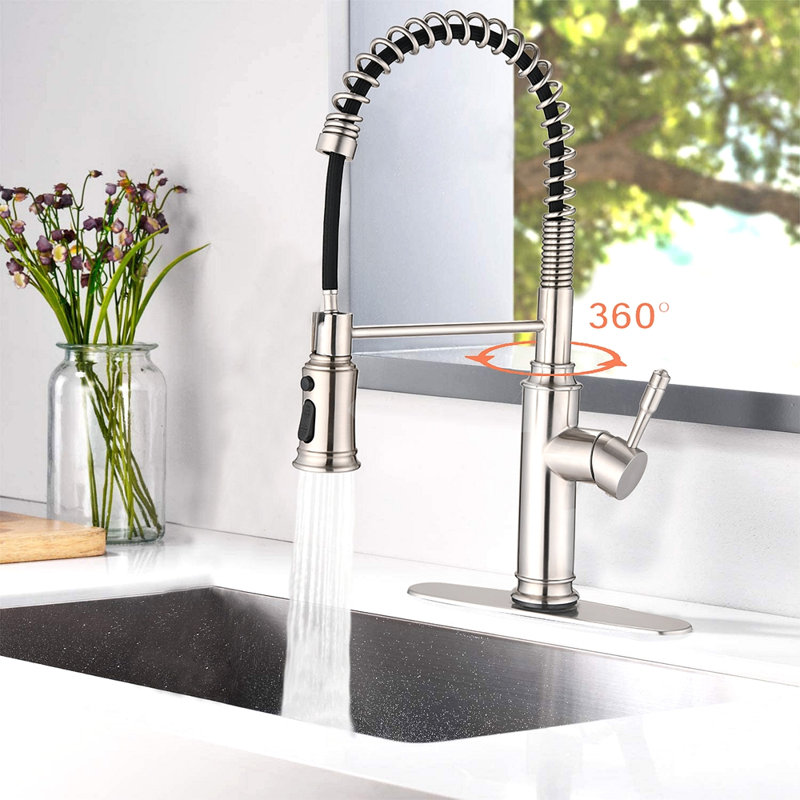 Robinet de cuisine tactile avec douchette extractible, Nickel brossé