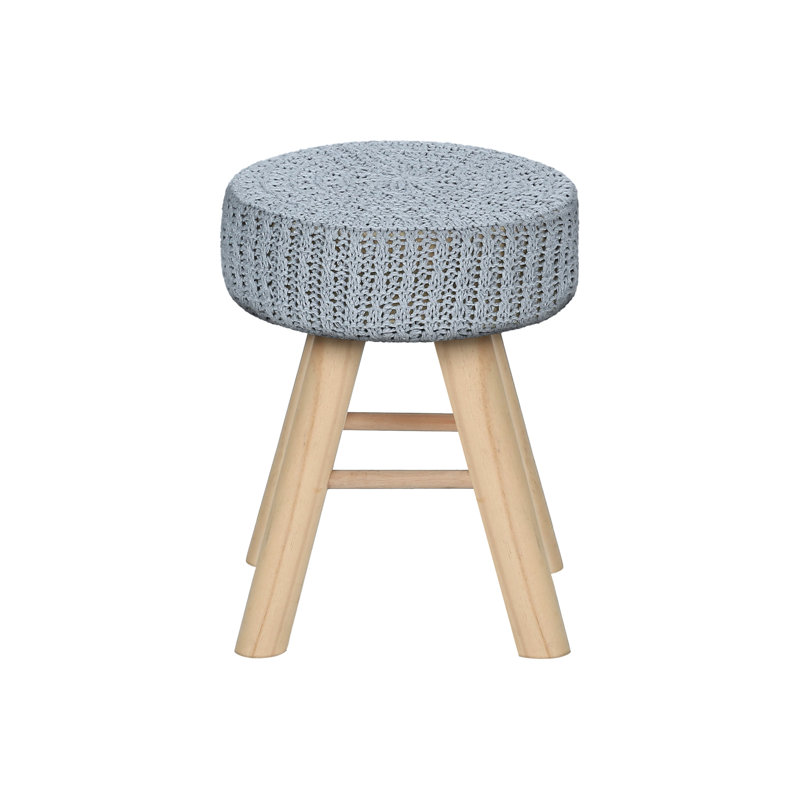 Grey Velvet With Natural Wood Legs For Extra Seat And Foam No Assembly Foot Stool Leg Base