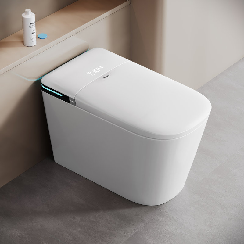 Bazyths Smart Toilet with Toilet Bowl Cleaner Slot, Foam Shield, Built-in Tank, Auto Open/Close Lid, Foot Sensor Flush, Heated Seat, Warm Dryer, Self Cleaning, Elongated One-Piece Design, 12 in. Rough In