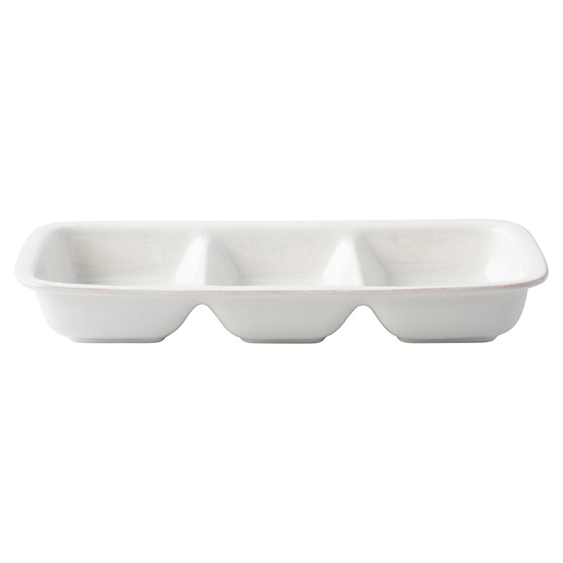 Rustic Whitewash Ceramic 3-Piece Serving Platter Set