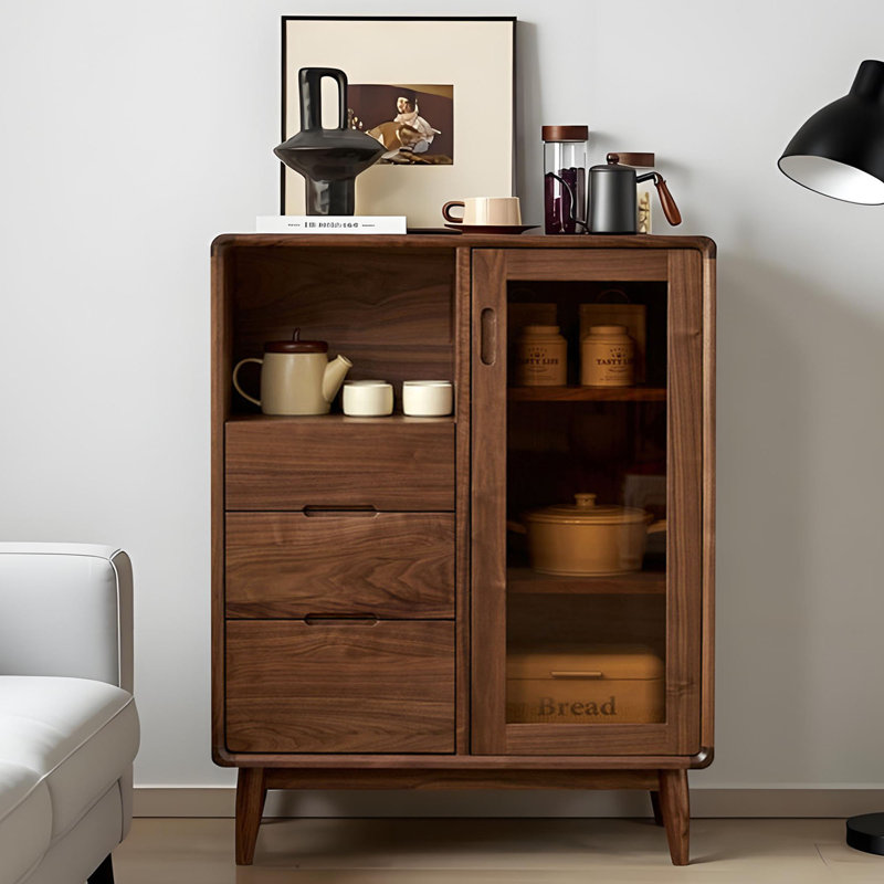 commode de rangement rétro en noyer, H 43,31 po x l 35,43 po x P 15,74 po