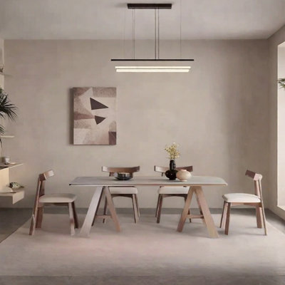 Unique solid wood sintered stone dining table set