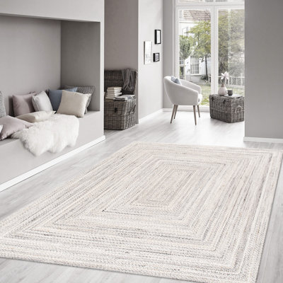 Tapis intérieur / extérieur beige tressé à la main Lagos