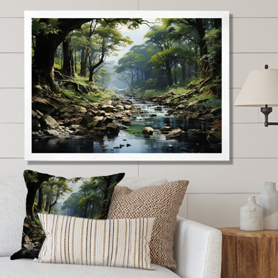 «Gentle River Through Country Charm Forest», art mural forêt fluviale