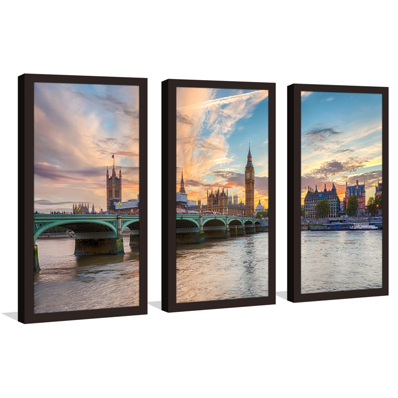 Westminster et Big Ben à Londres, Angleterre - ensemble de 3 reproductions de photos sur acrylique