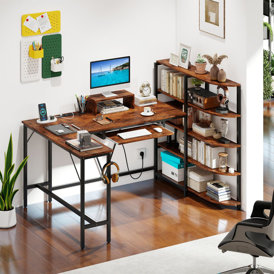L-Shaped Metal Base Computer Desk