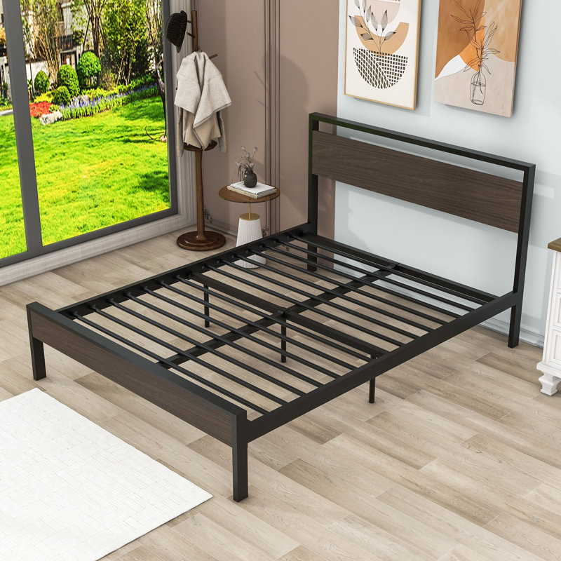 Arusha Metal Platform Bed, Queen, Black Walnut