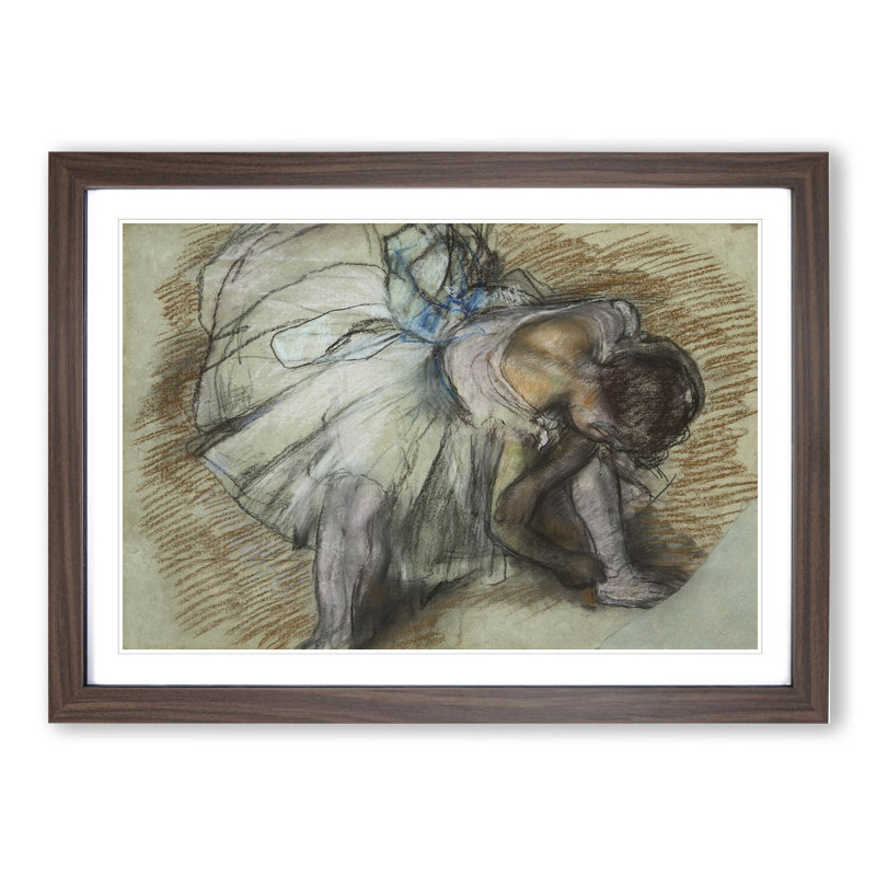 Ballet Ballerina Dancer Tying Her Slipper Vol.3 by Edgar Degas - Picture Frame Painting, 27cm H x 36cm W x 2cm D