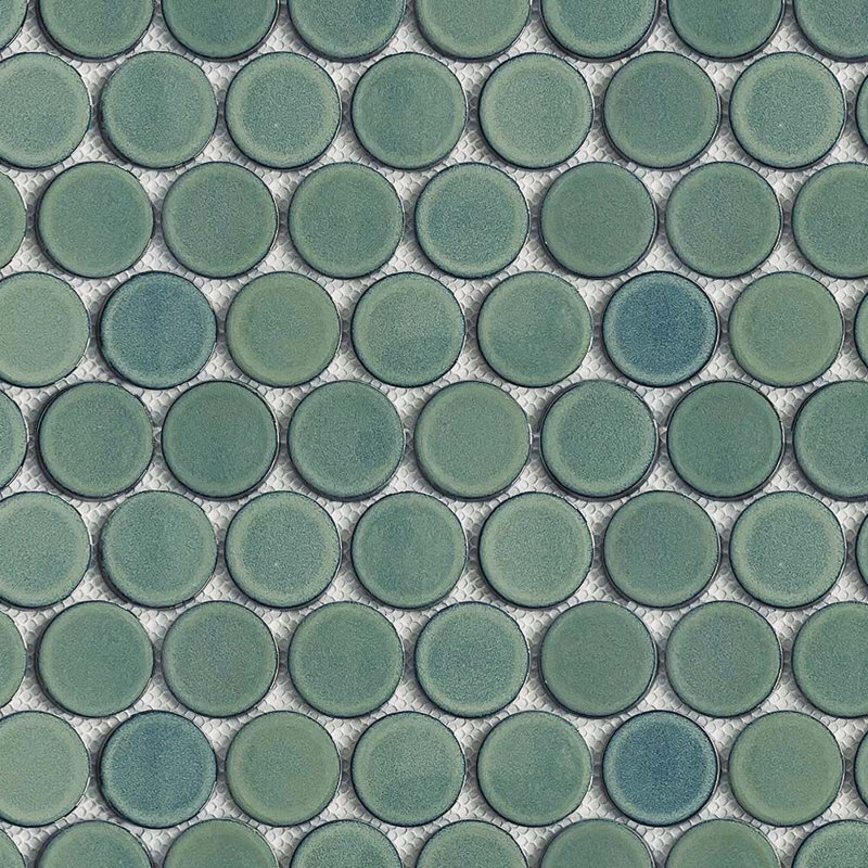 Mosaïque ronde en porcelaine 2 pouces, Vert